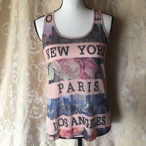 Peach Color Print Tank Top